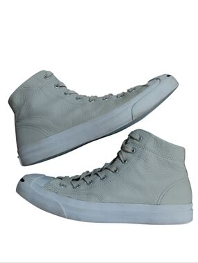 Converse Jack Purcell High-Top Leather Sneakers Off-White Men's Size 7